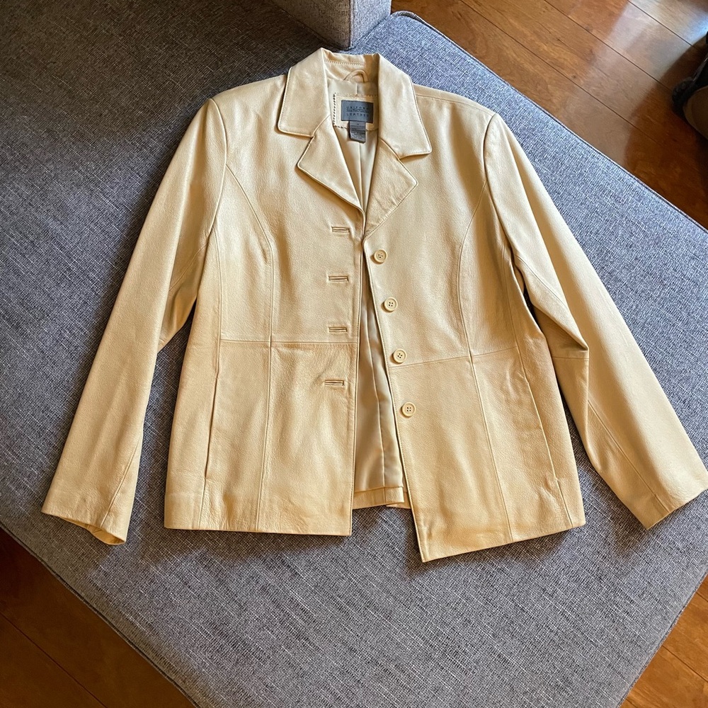 Vintage JohnPaulRichard Cream Leather Blazer